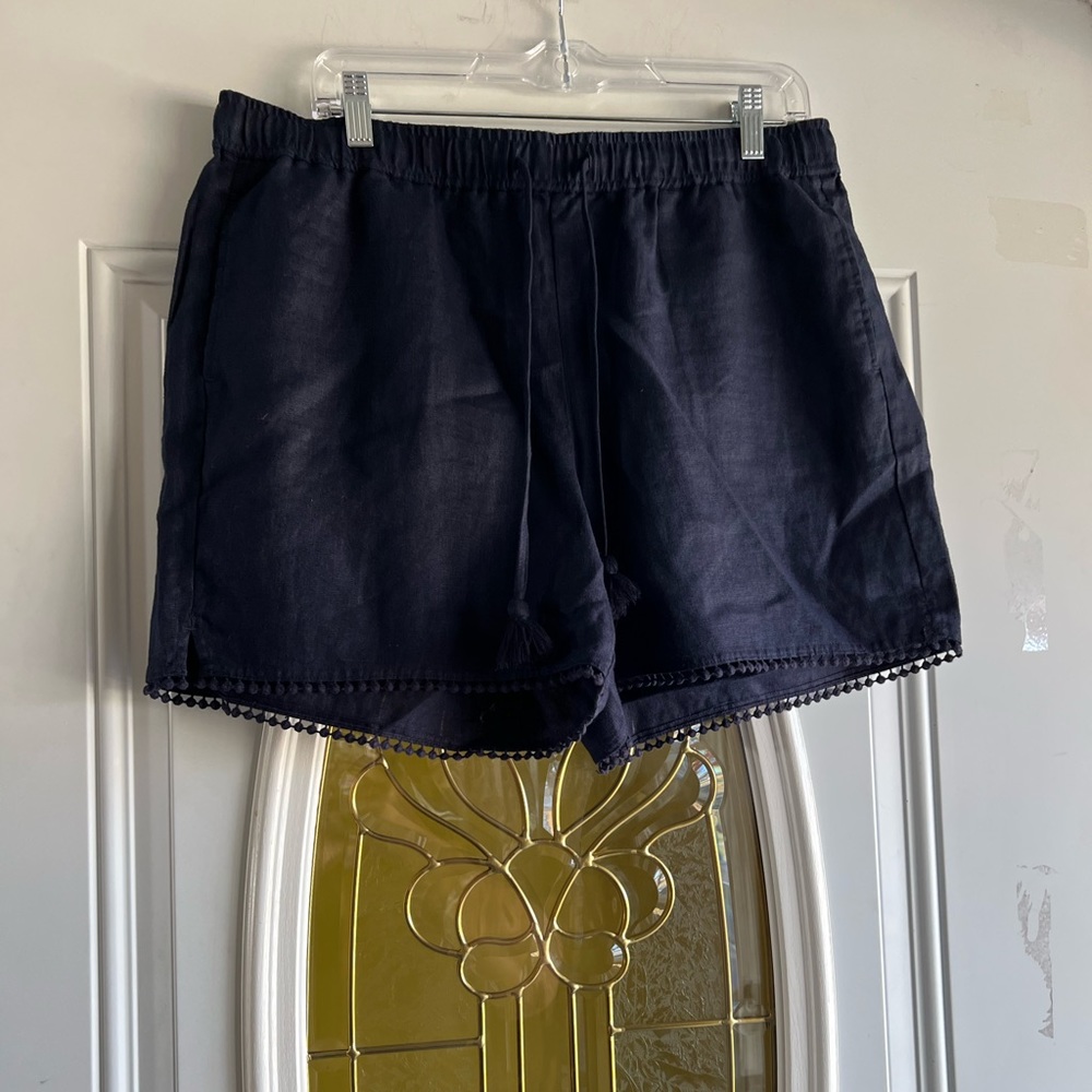 COPY - New -NWT- Talbots navy blue 100% linen shorts size Large